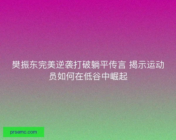 樊振东完美逆袭打破躺平传言 揭示运动员如何在低谷中崛起