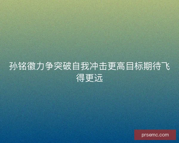 孙铭徽力争突破自我冲击更高目标期待飞得更远